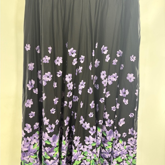 BLAIR Women's X-Large Short Sleeve Dress  Black And Purple Floral - Picture 2 of 7